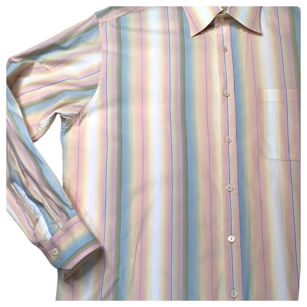 Bugatchi Uomo Striped Pink Multi Color Size Xl Sh… - image 4